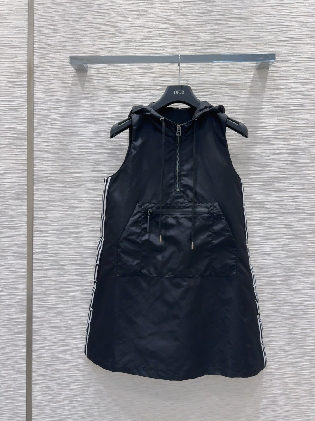 CD 2025 Hooded Vest Dress Black Polyester