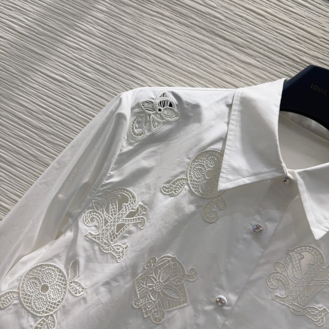 LV 25S Simple Logo Design Shirt White Cotton
