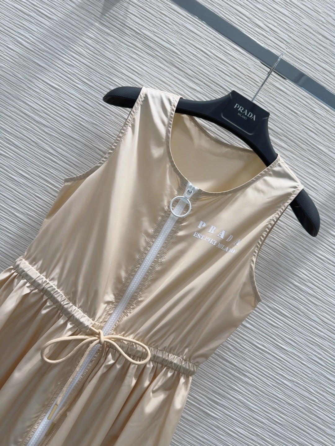 Prada 2025 Sleeveless Dress Beige Polyester