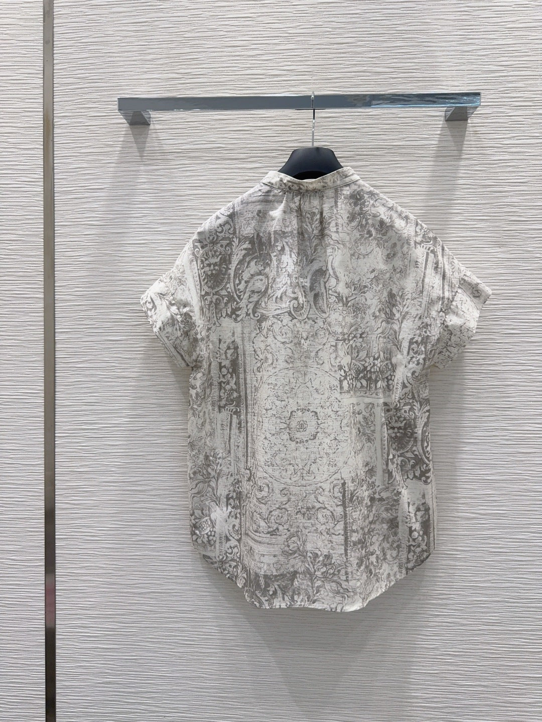 Dior 2026 Toile de Jouy Pattern Shirt With Lace Trim Grey Cotton 449989