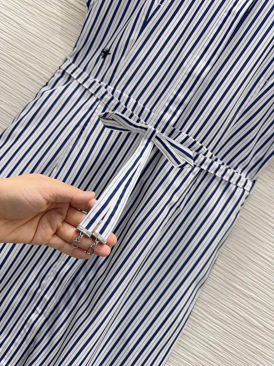 Dior 2026 Dress Navy Blue mix White Polyester 392132