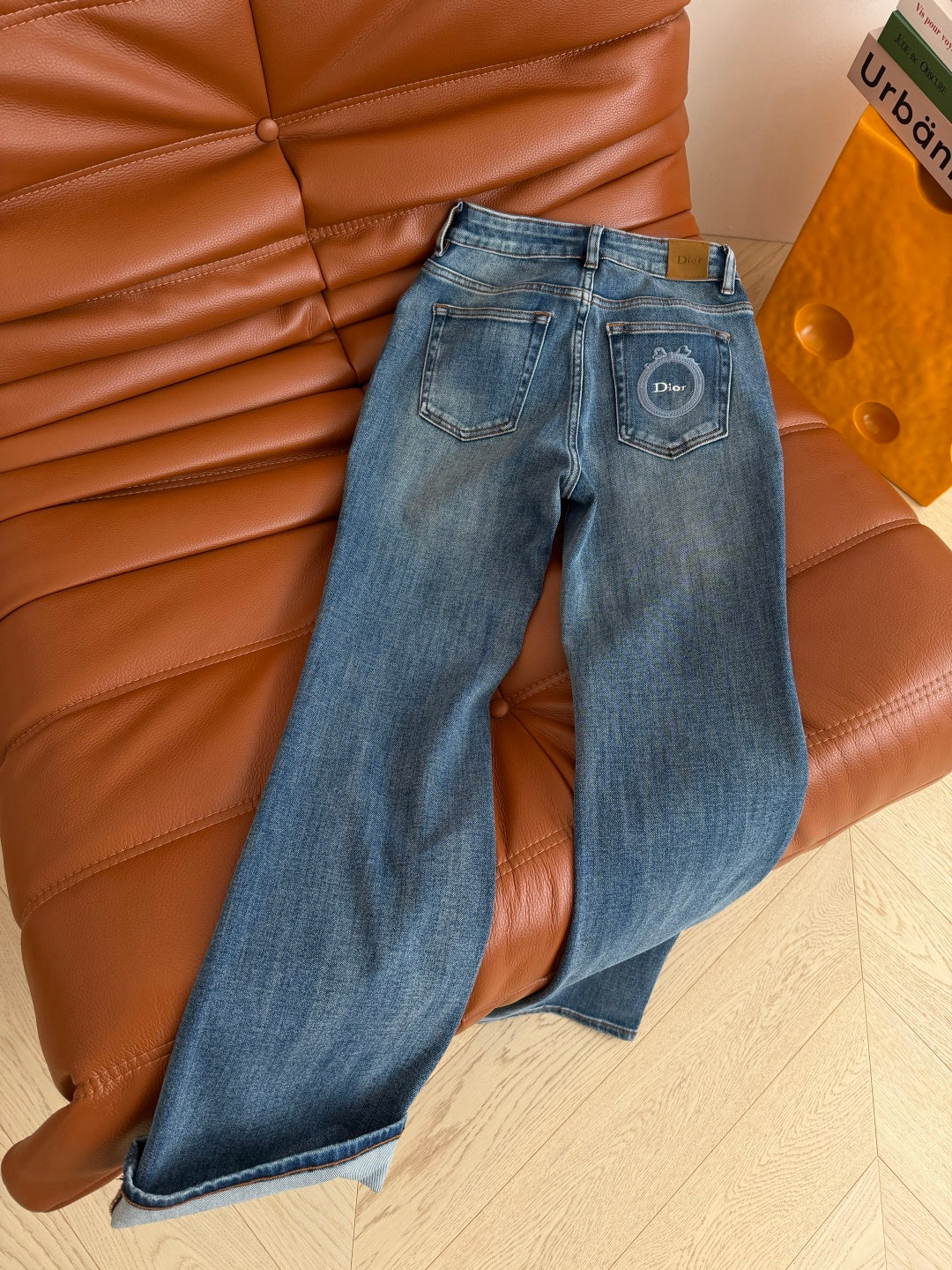 Dior 2026 Pattern Embroidered Flared Jeans Blue Cotton 371614