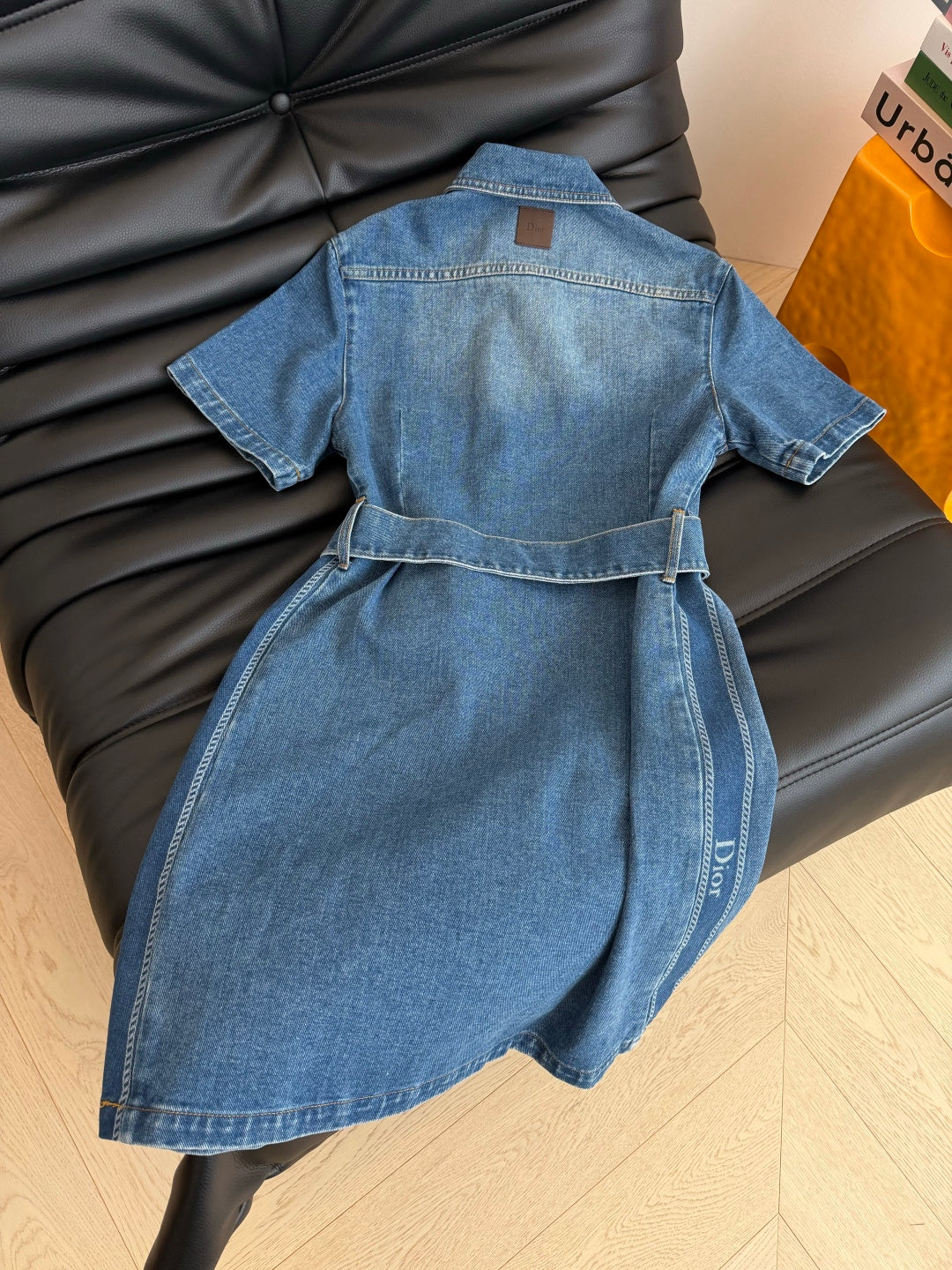 Dior 2026 Denim Dress with Belt Blue Cotton 391780