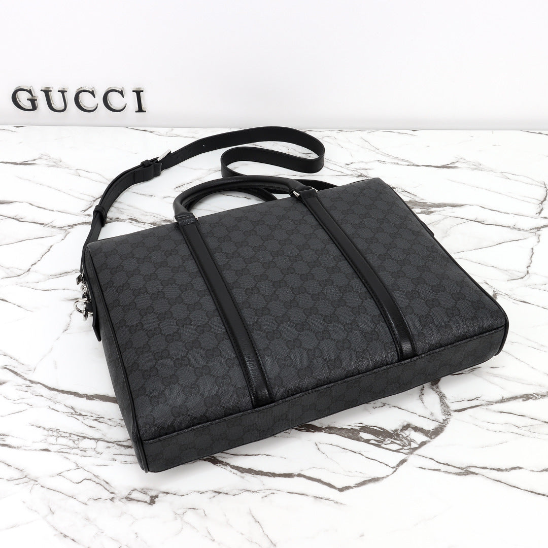Gucci 2026 Mega Web Trademark Briefcase 38cm Canvas Leather