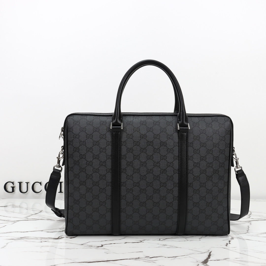 Gucci 2026 Mega Web Trademark Briefcase 38cm Canvas Leather