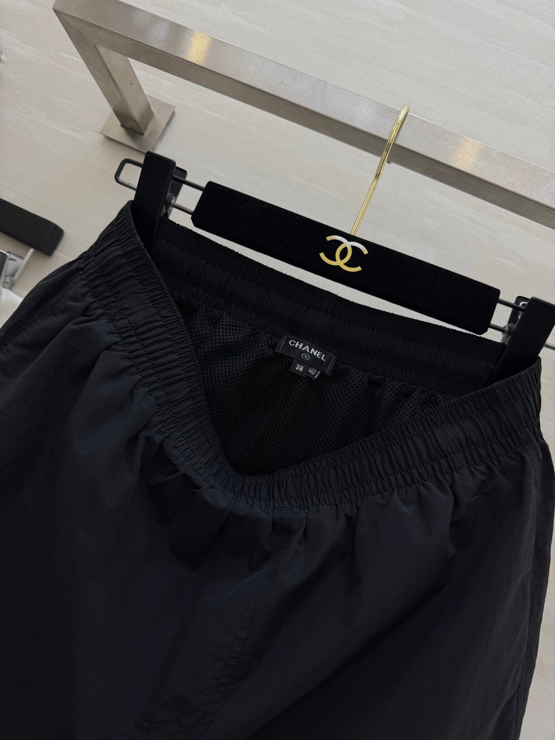 Chanel 2026 Double C Embroidered Casual Shorts Black Cotton 379513