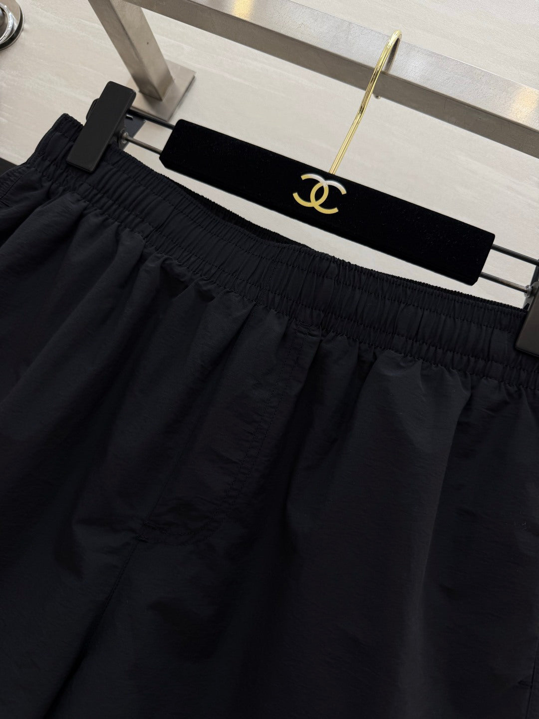 Chanel 2026 Double C Embroidered Casual Shorts Black Cotton 379513