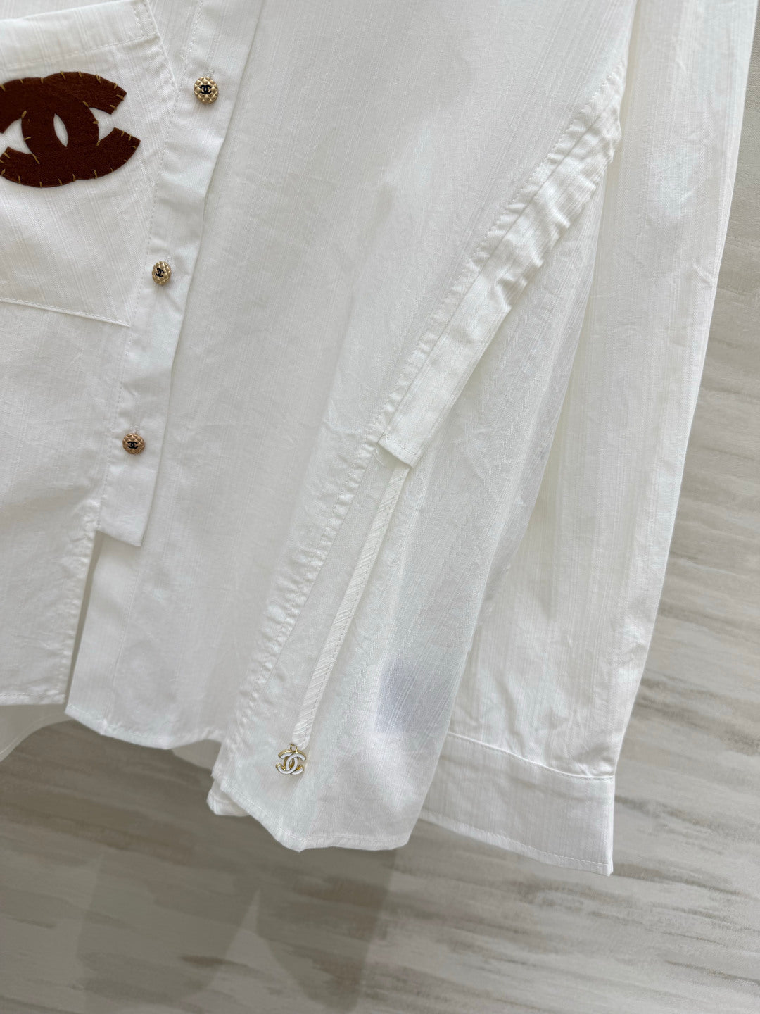 Chanel 2026 Brown Logo Shirt White Cotton 392417