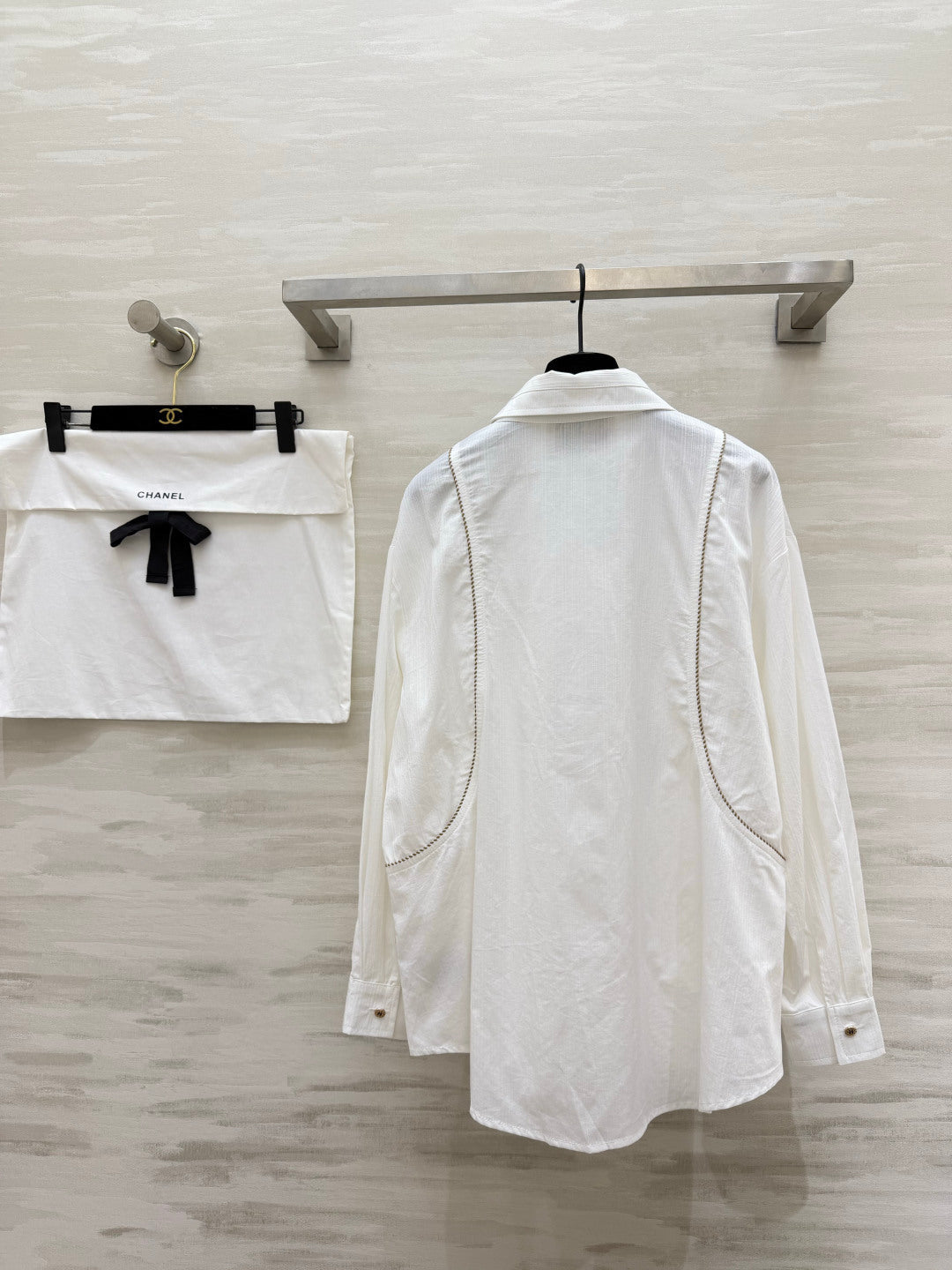 Chanel 2026 Brown Logo Shirt White Cotton 392417