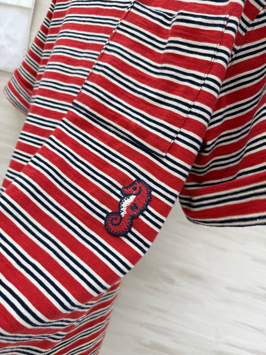 Chanel 2026 Striped T-shirt With Seahorse Red Cotton 394177