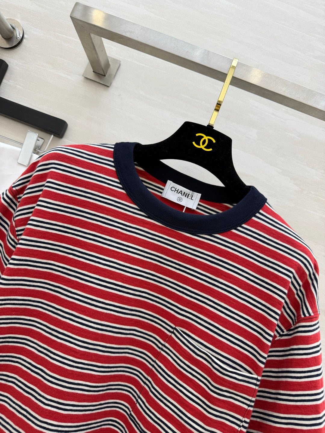 Chanel 2026 Striped T-shirt With Seahorse Red Cotton 394177