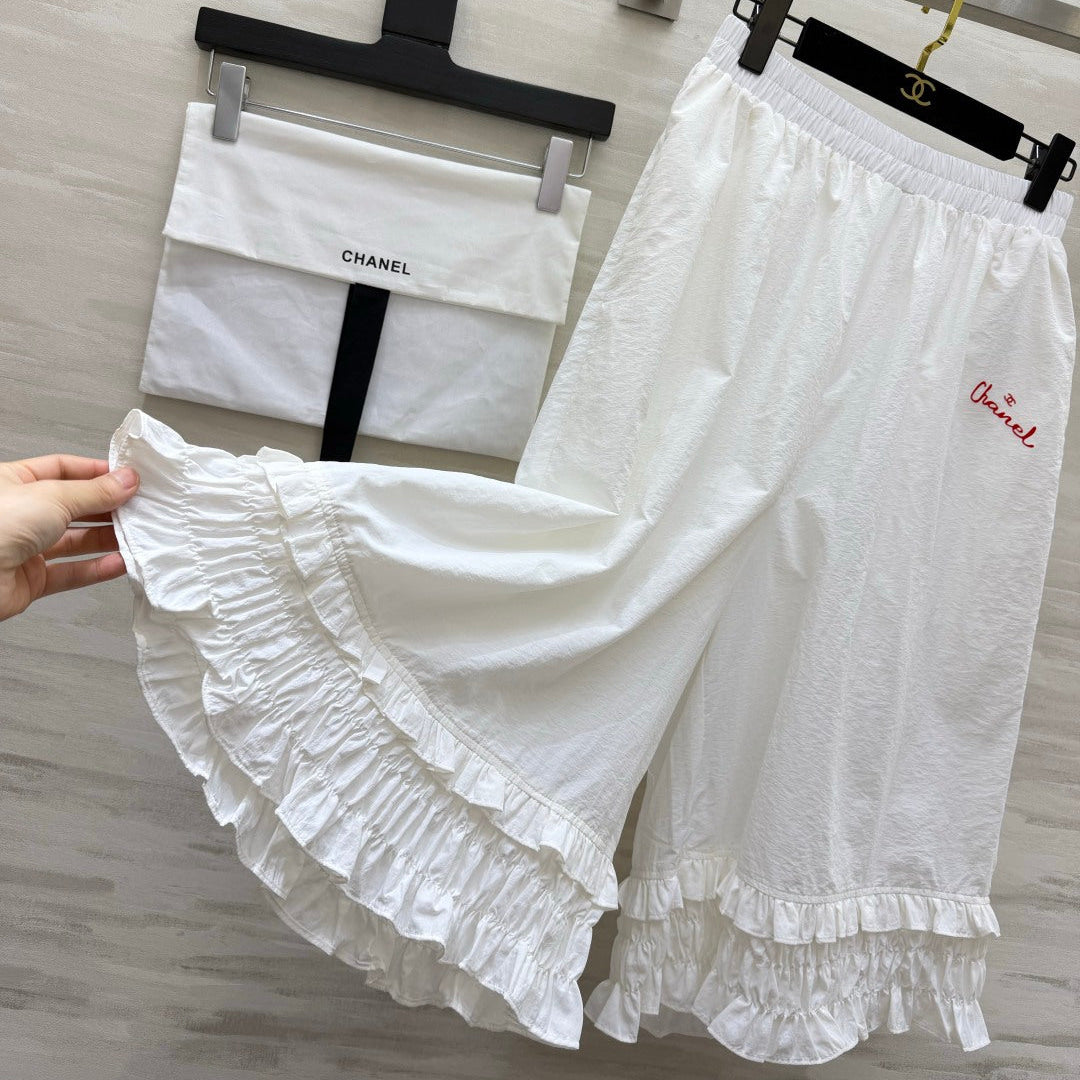 Chanel 2026 Wide-Leg Pants White Cotton 402322