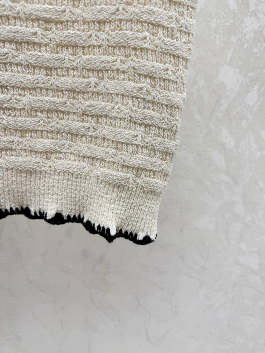Chanel 2026 Crochet Knit Vest Black and Off-White Wool