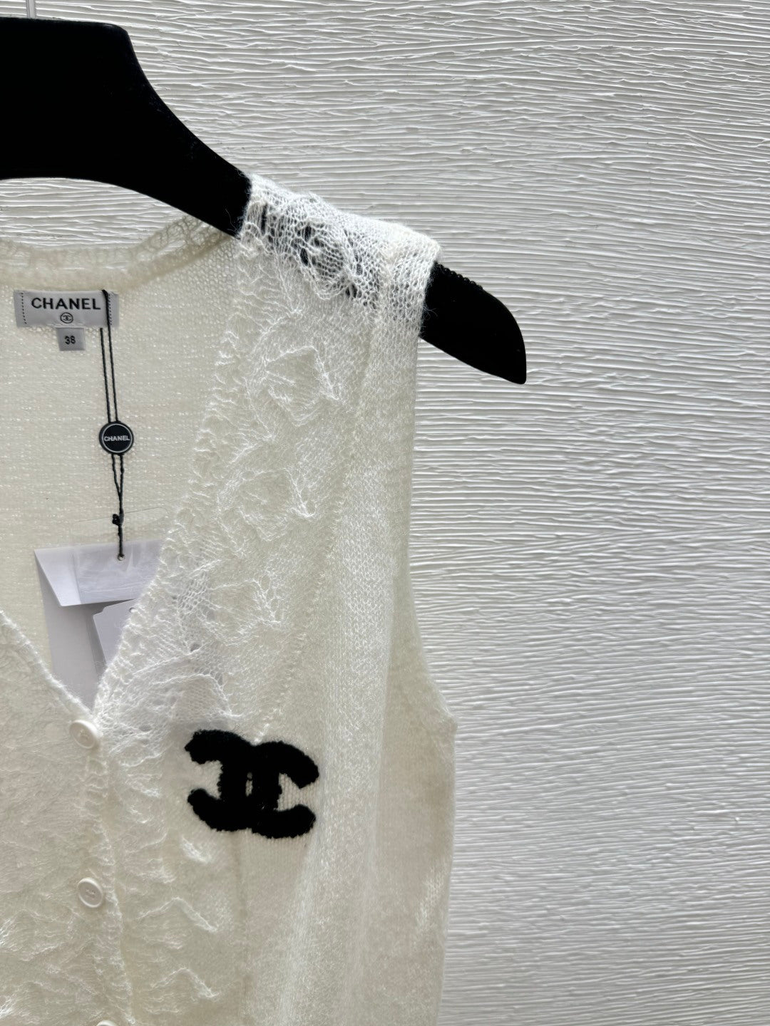 Chanel 2026 Knit Lace Camisole Blue and White Wool Acrylic