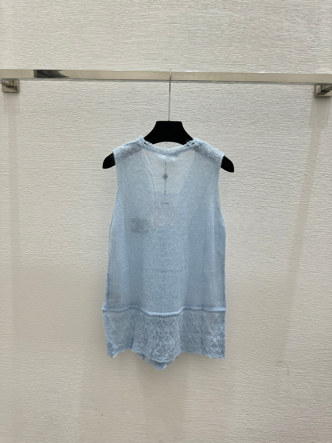 Chanel 2026 Knit Lace Camisole Blue and White Wool Acrylic