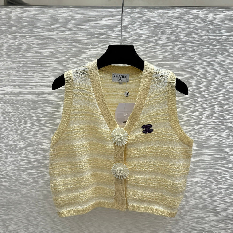 Chanel 2026 Sweater Vest Yellow Wool Nylon