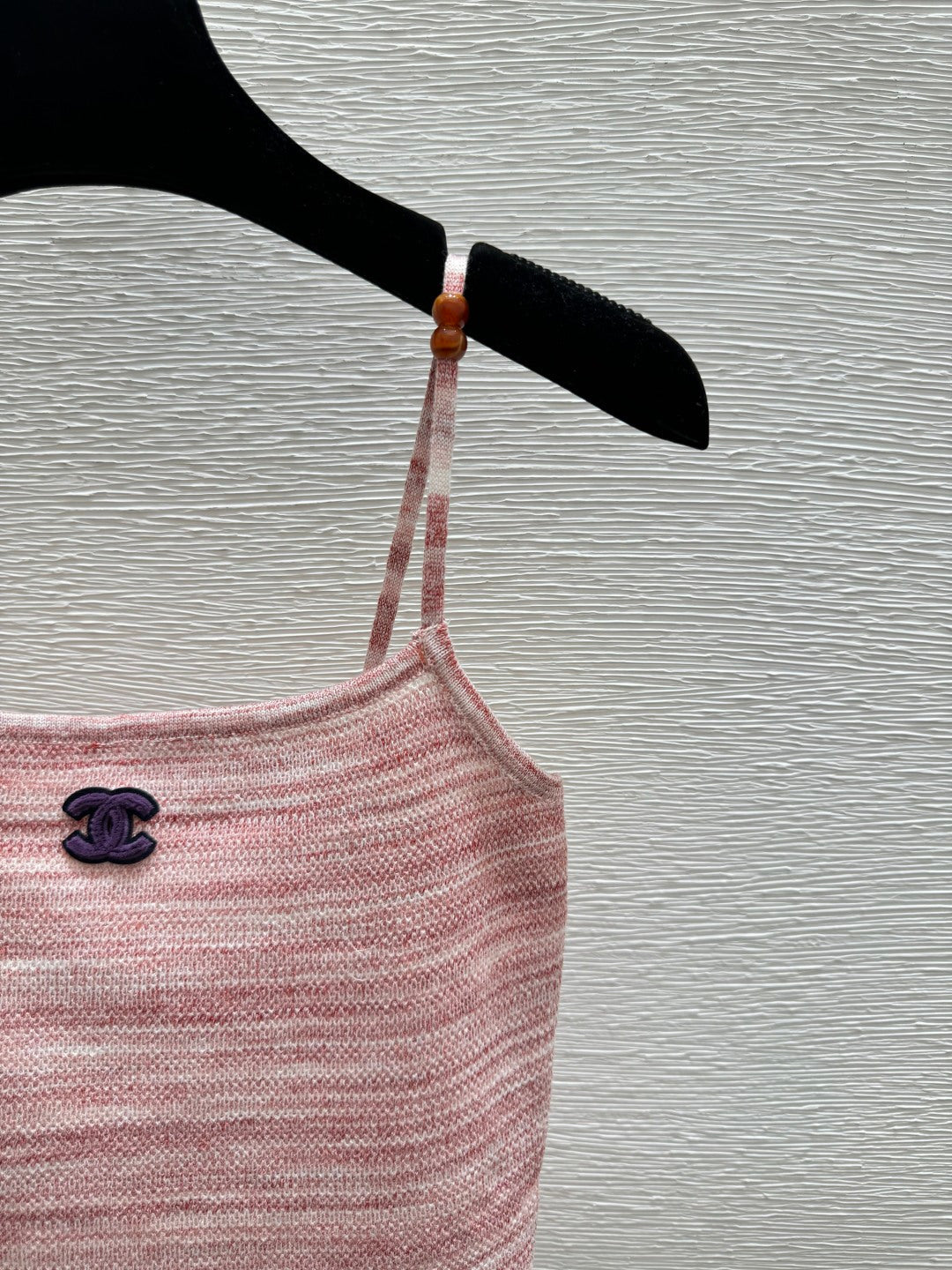 Chanel 2026 Strap Cami Tank Tops Pink Beige Wool Nylon