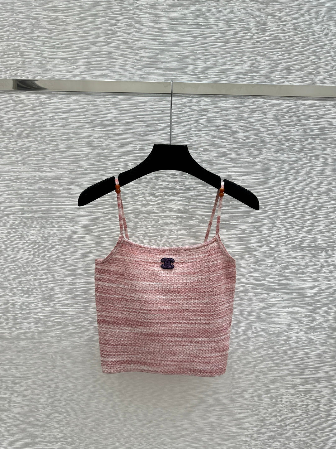 Chanel 2026 Strap Cami Tank Tops Pink Beige Wool Nylon