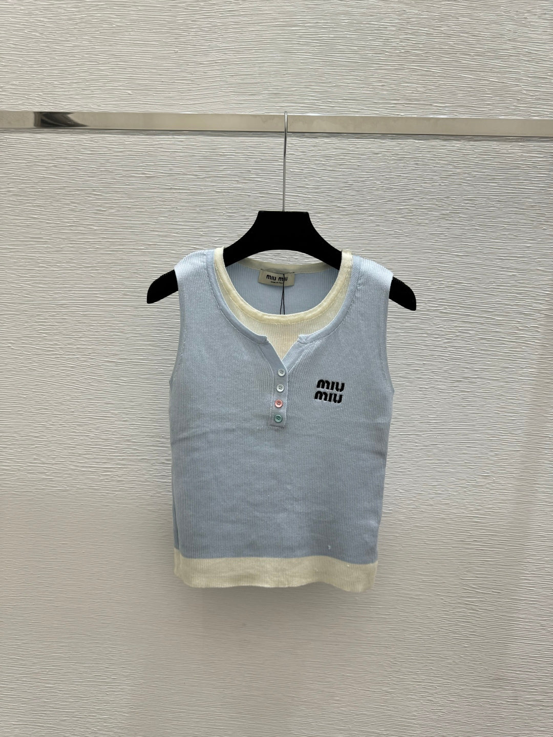 Miumiu 2026 Tank Top Blue and Gray Cotton
