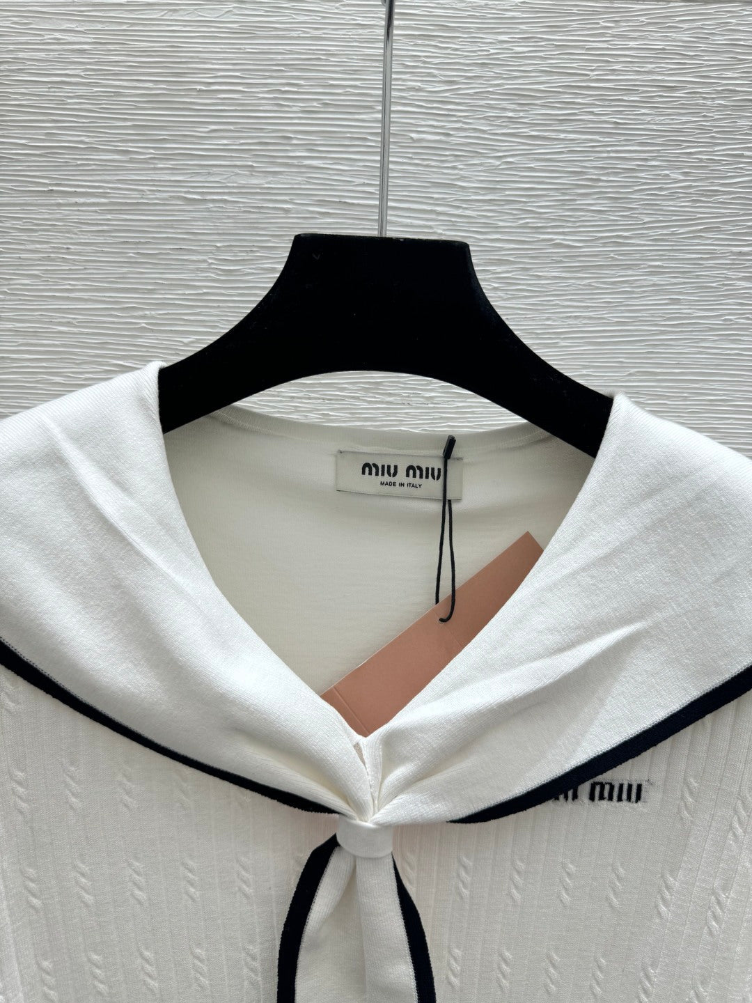 Miu Miu 2026  Sailor-style Knit Top With Tie Detail