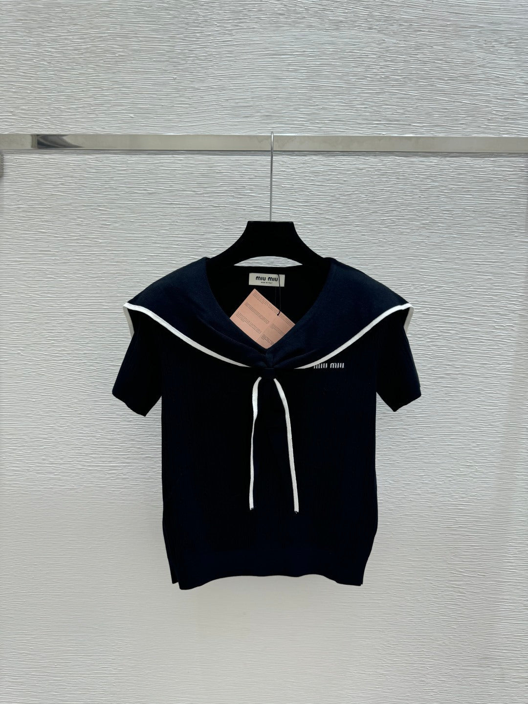 Miu Miu 2026  Sailor-style Knit Top With Tie Detail
