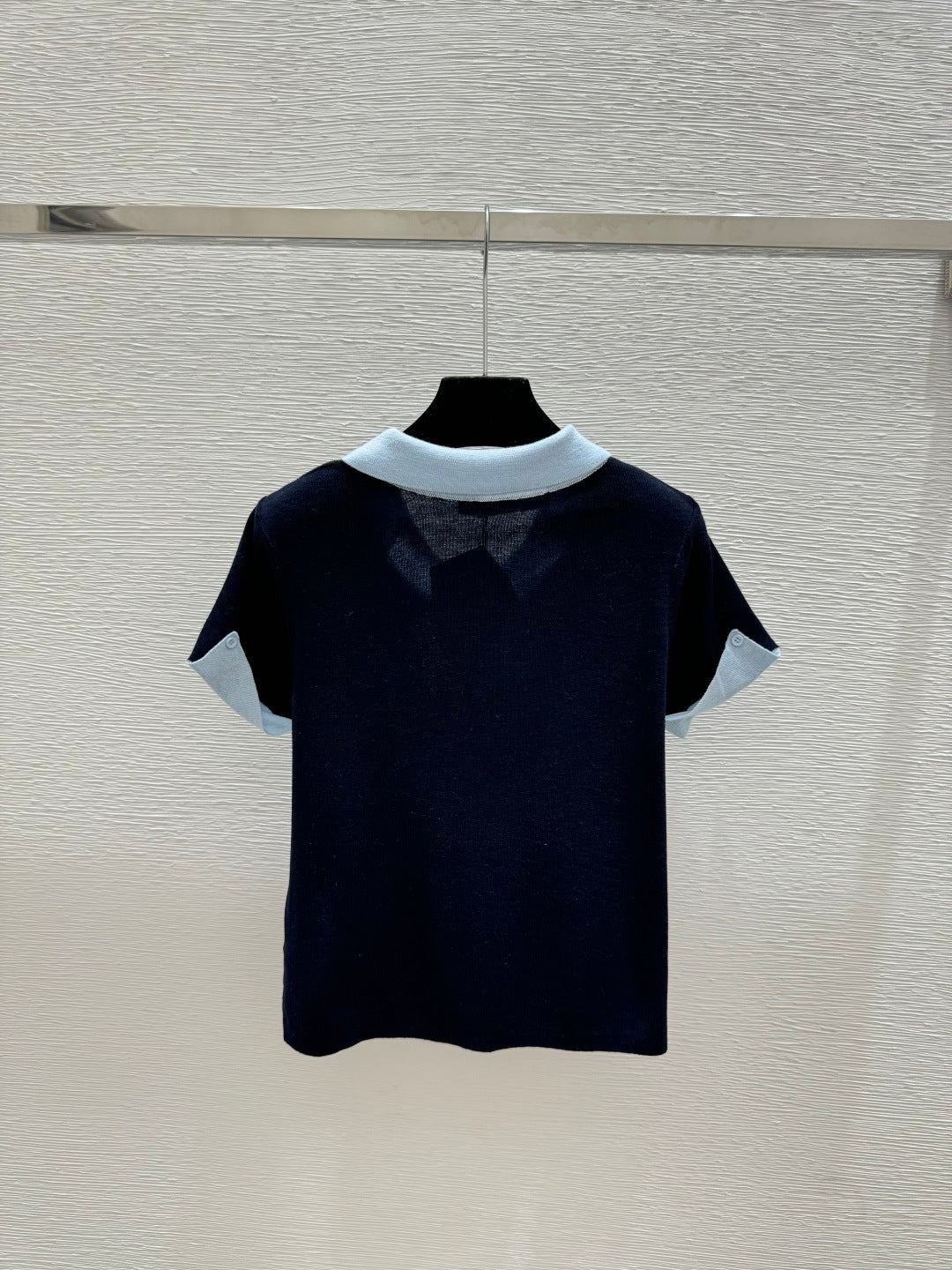 Dior 2026 Polo Shirt White and Navy Blue Wool