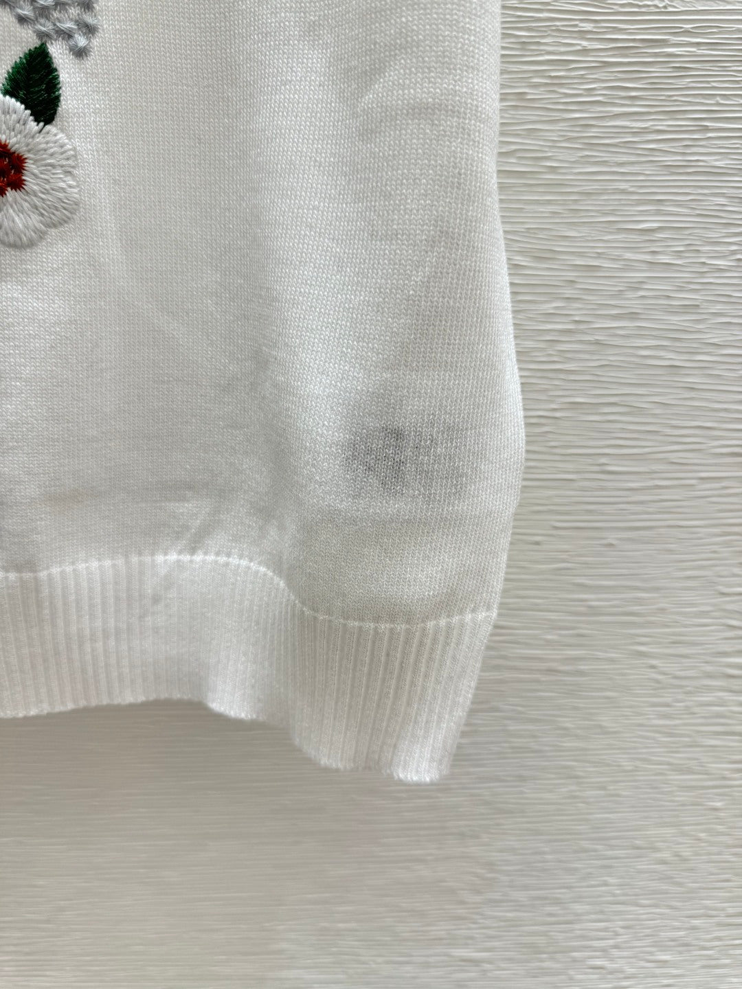 Dior 2026 Floral Crew Neck Knitted Short-Sleeve Top White and Pink Wool