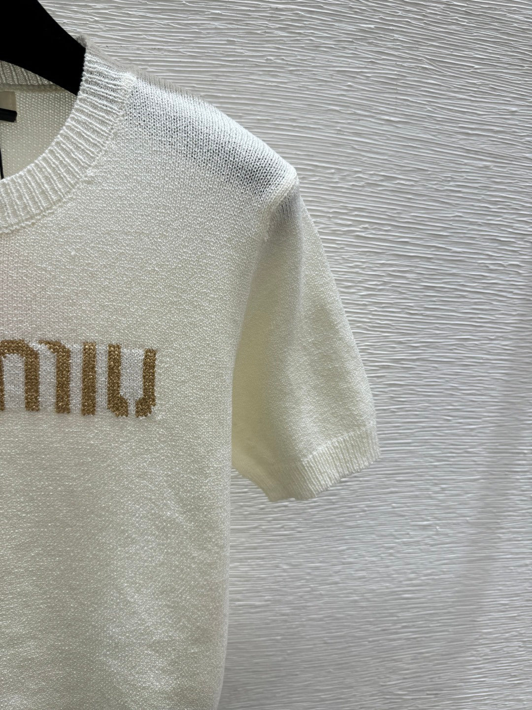 Miu Miu 2026 Short-sleeved Top White Gray Black Tencel Cotton 14171