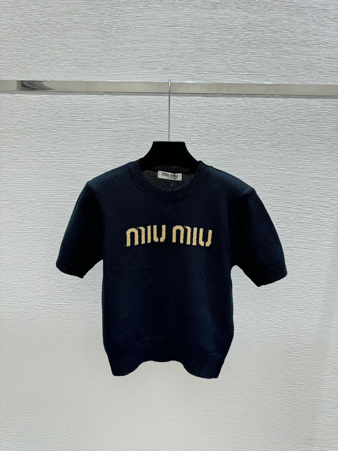Miu Miu 2026 Short-sleeved Top White Gray Black Tencel Cotton 14171