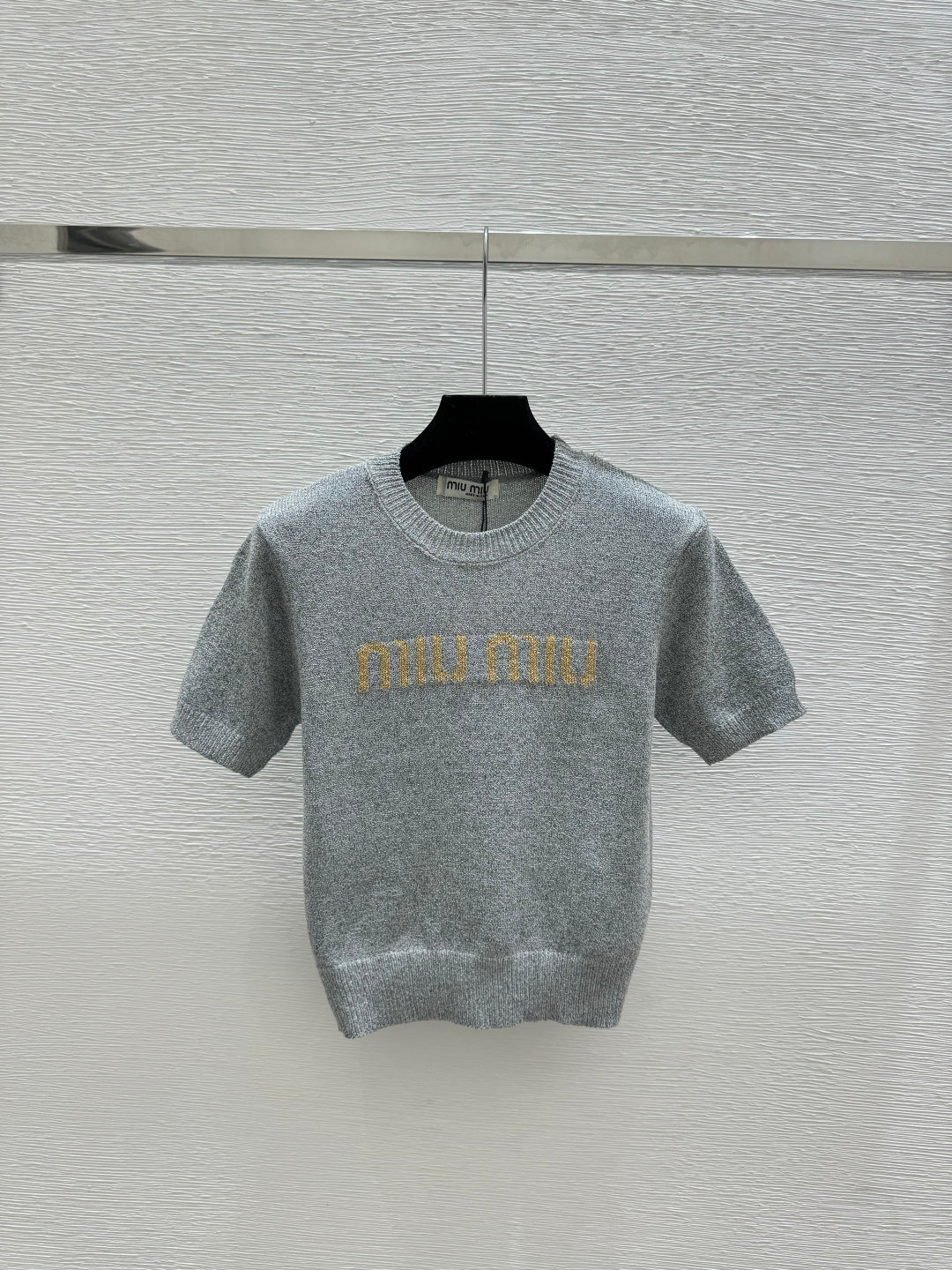 Miu Miu 2026 Short-sleeved Top White Gray Black Tencel Cotton 14171