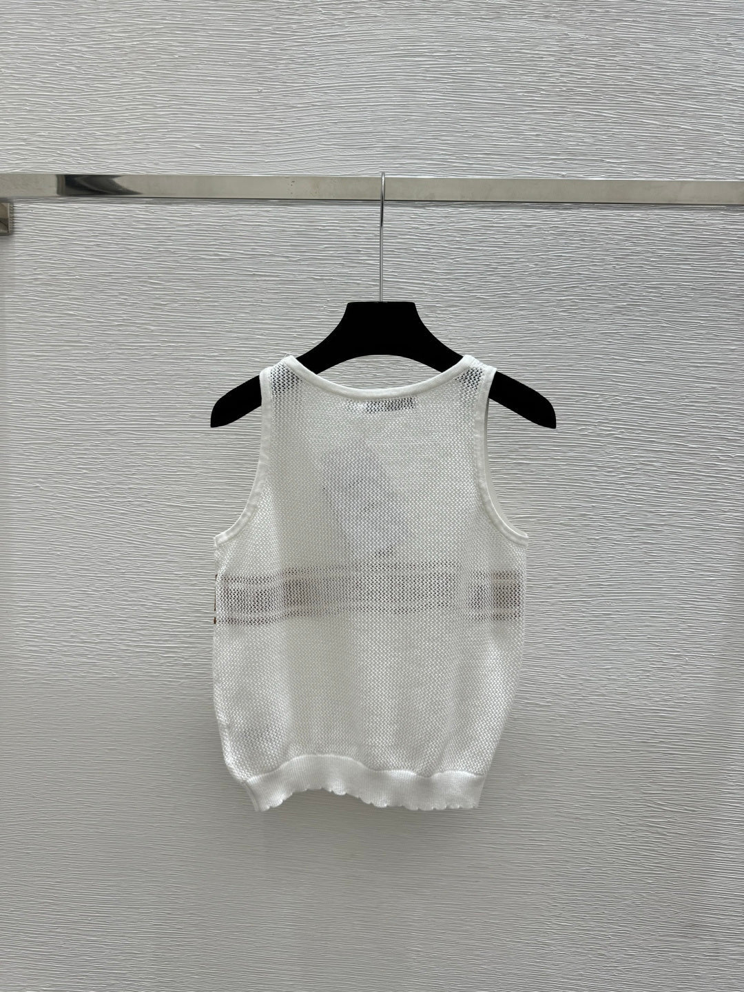 Dior 2026 Mesh Knit Vest Brown and White Wool 341178