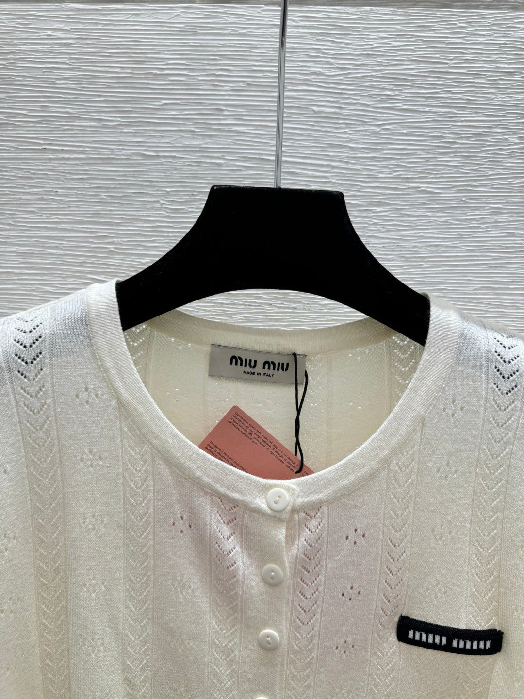 Miumiu 2026 Simple Crew Neck Knitted Short-Sleeve Cardigan Tencel 397730