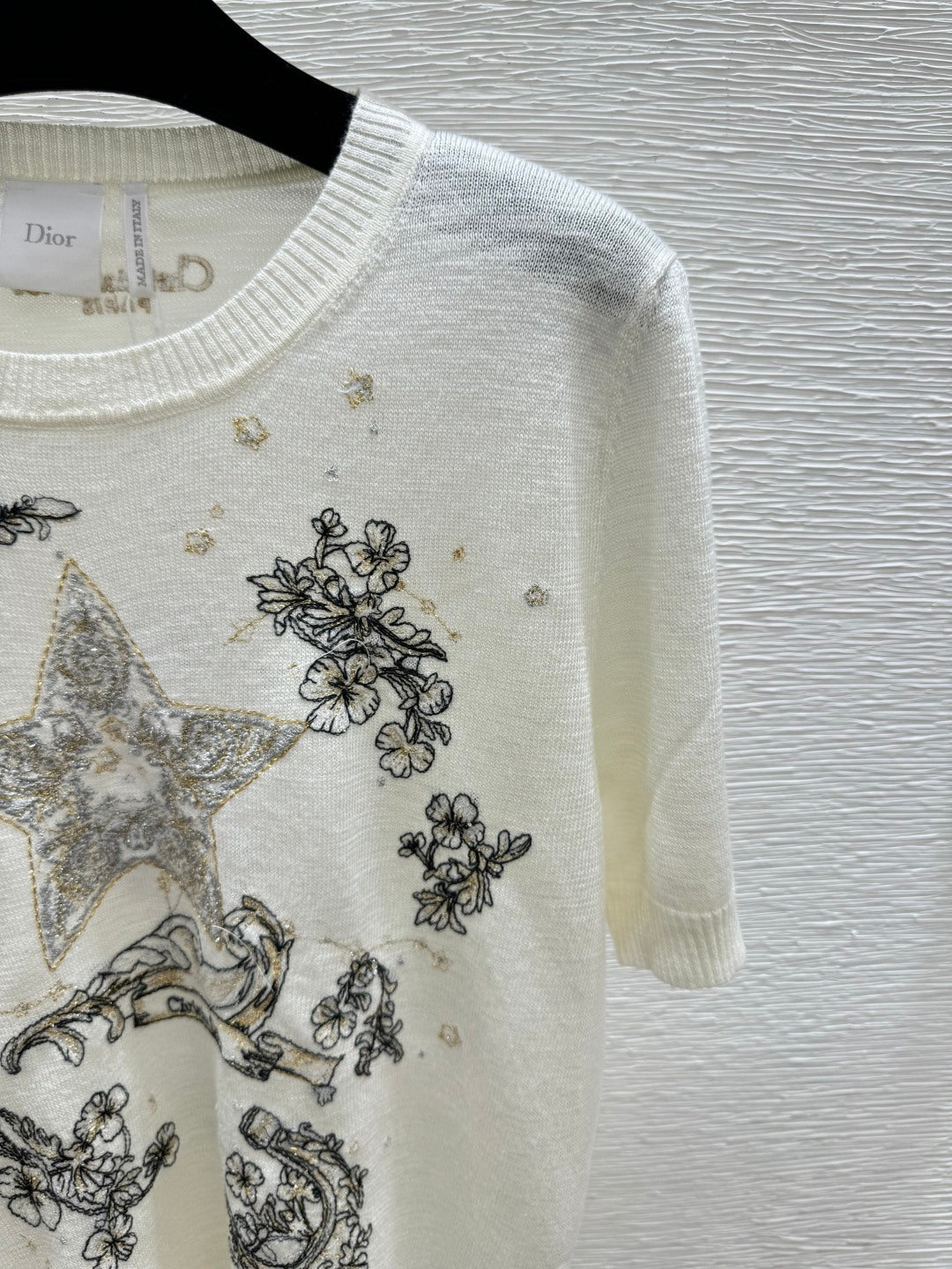 Dior 2026 Short-sleeved Top With Embroidered Five-pointed Star Tencel 497831