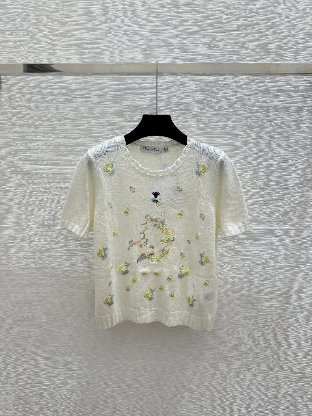 Dior 2026 Floral Embroidered Knit Short-sleeved Top Wool 392593