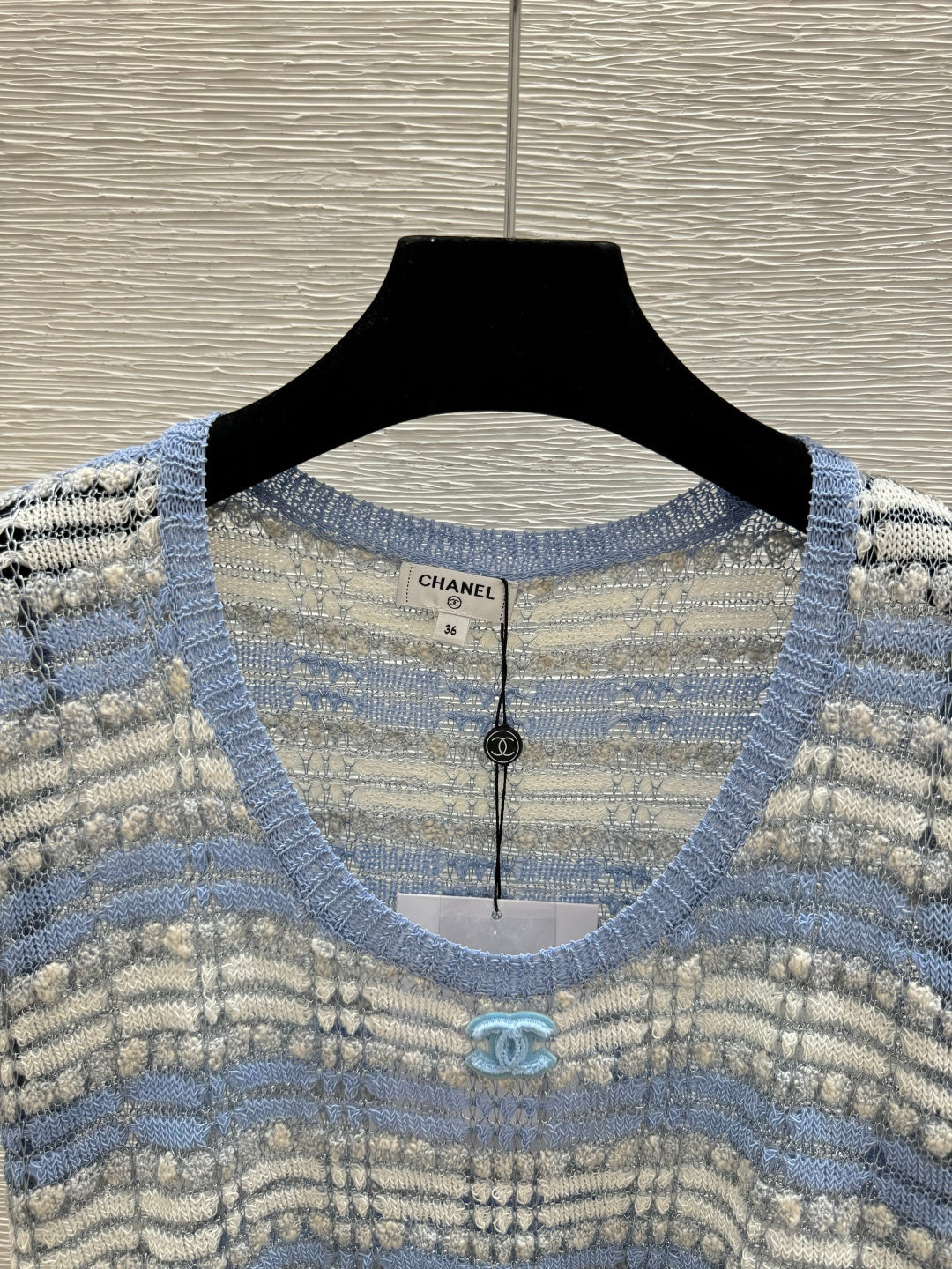 Chanel 2026 Striped Short-sleeved Shirt Blue Polyester Viscose 516783