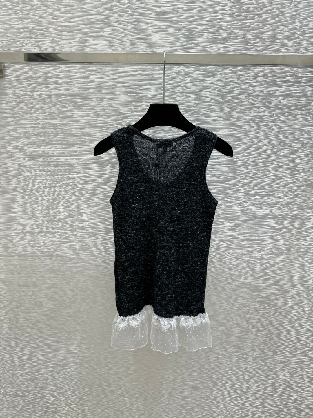Chanel 2026 Black Vest White Lace Trim 516786