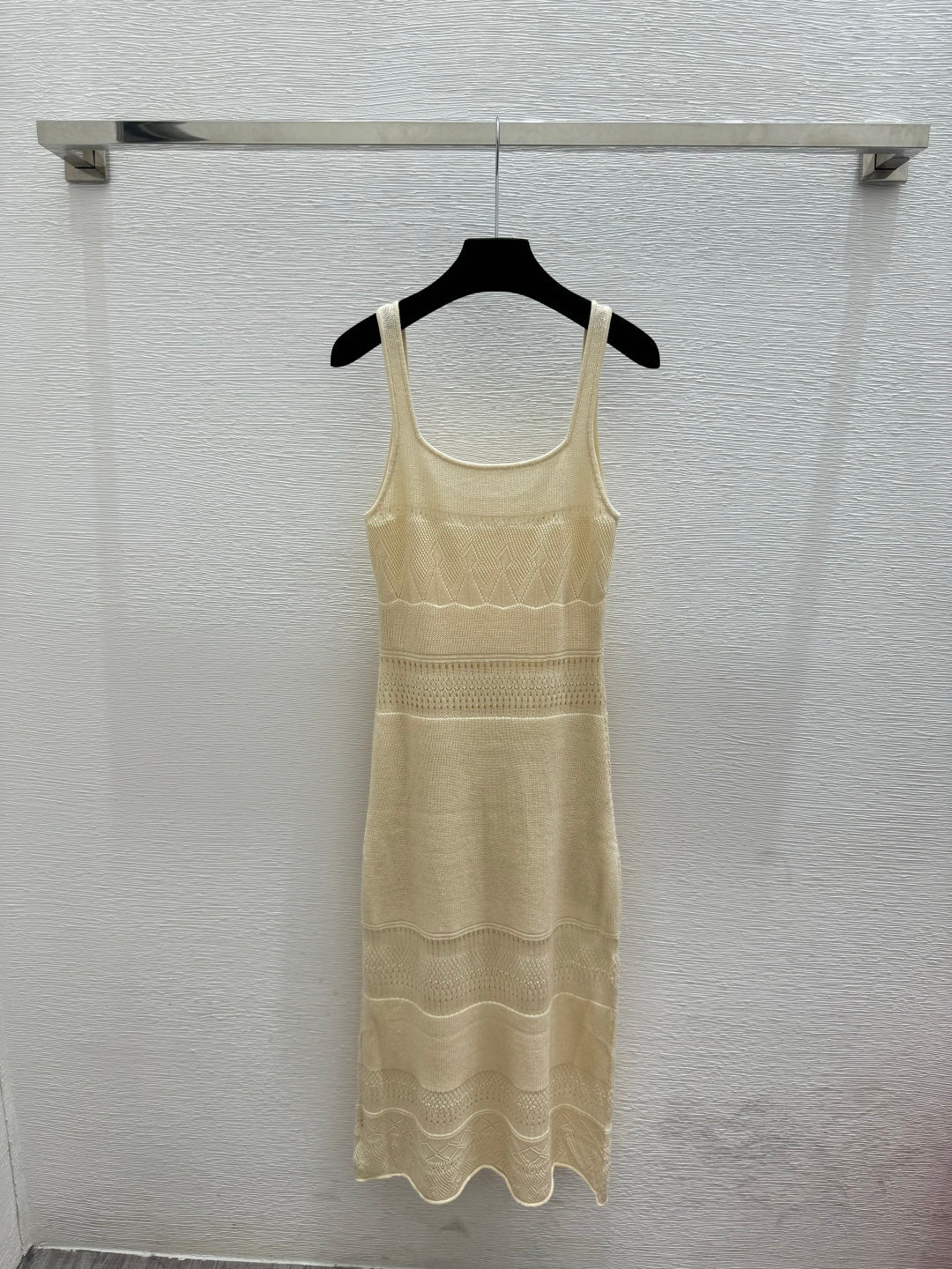 Chanel 2026 Round Neck Knitted Suspender Dress Yellow Linen 516040