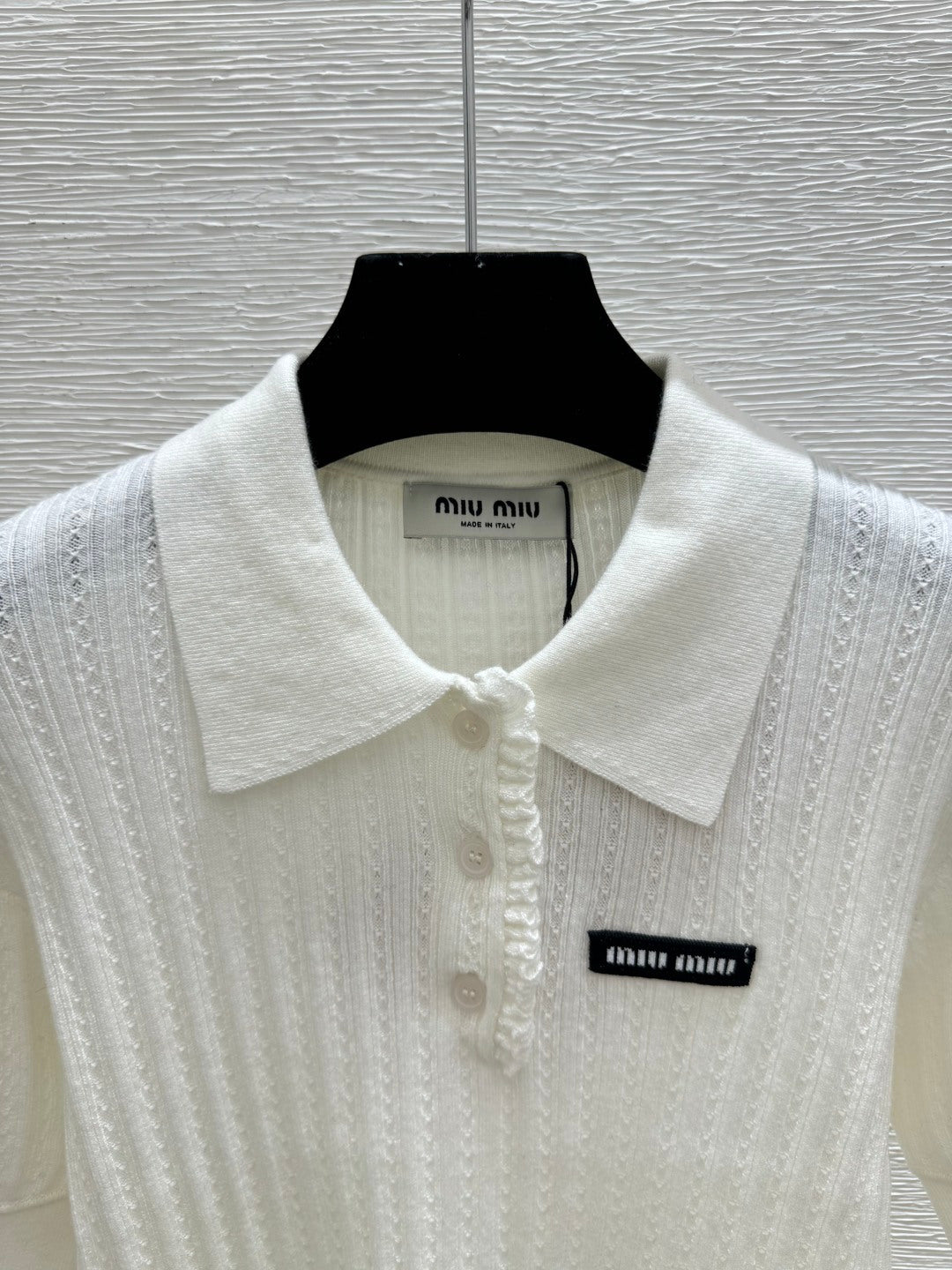Miumiu 2026 Collared Knit Short-Sleeve Shirt Wool 516815