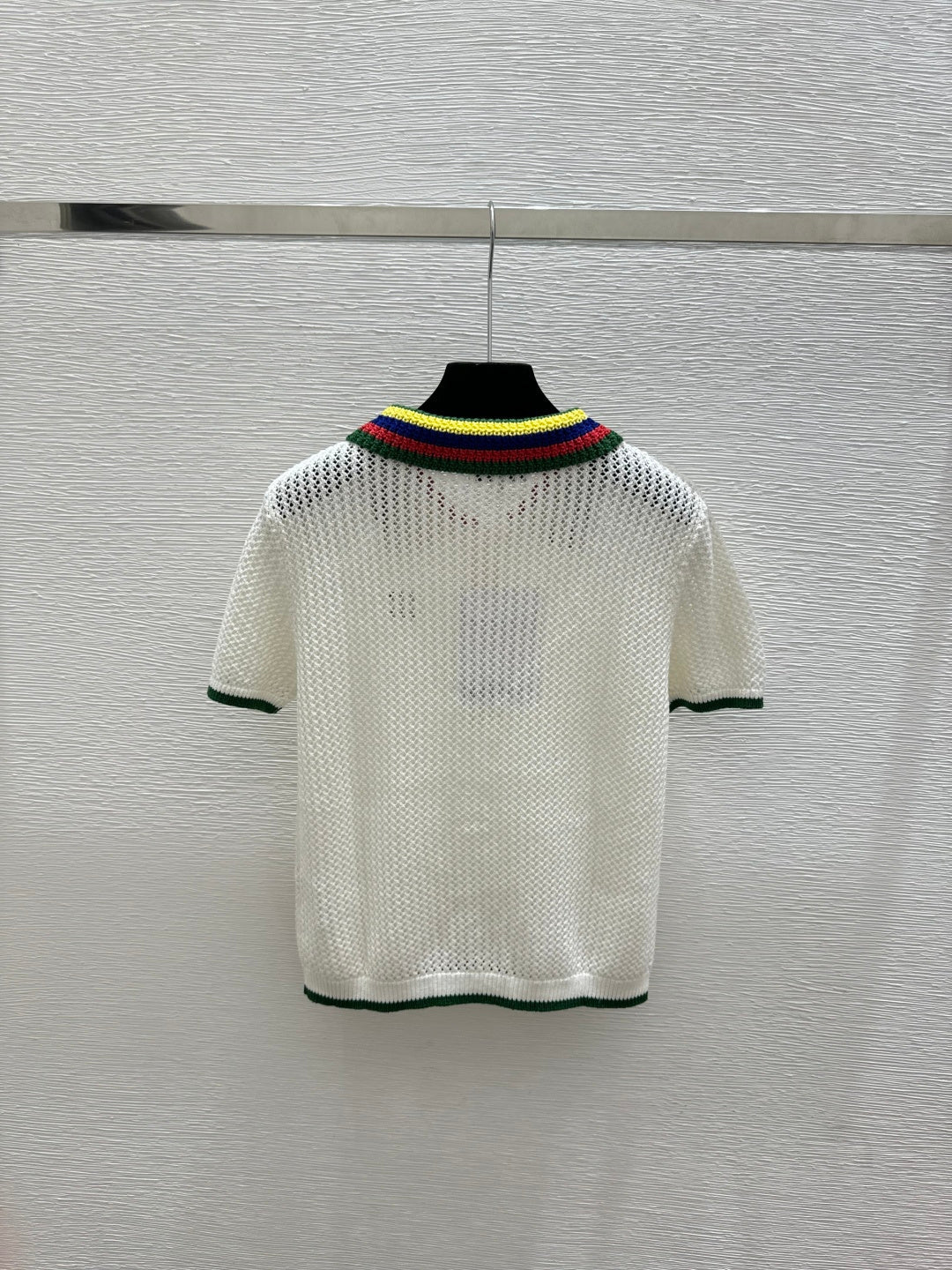 Chanel 2026 Multicolor Collar Polo Shirt White Wool Cashmere 397401