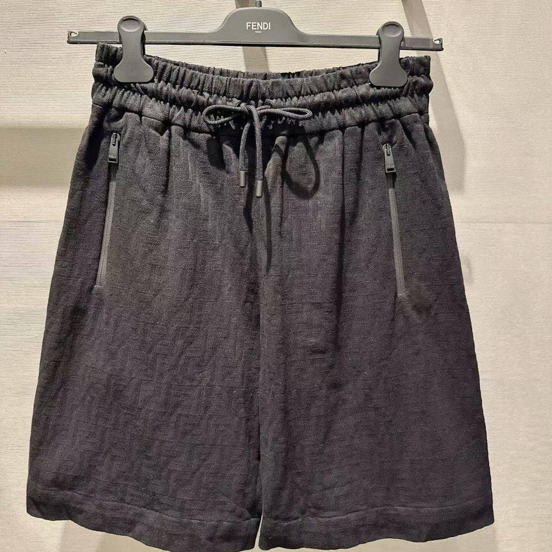 Fendi 2026 Men's Jacquard Shorts Black Cotton Fabric 830526