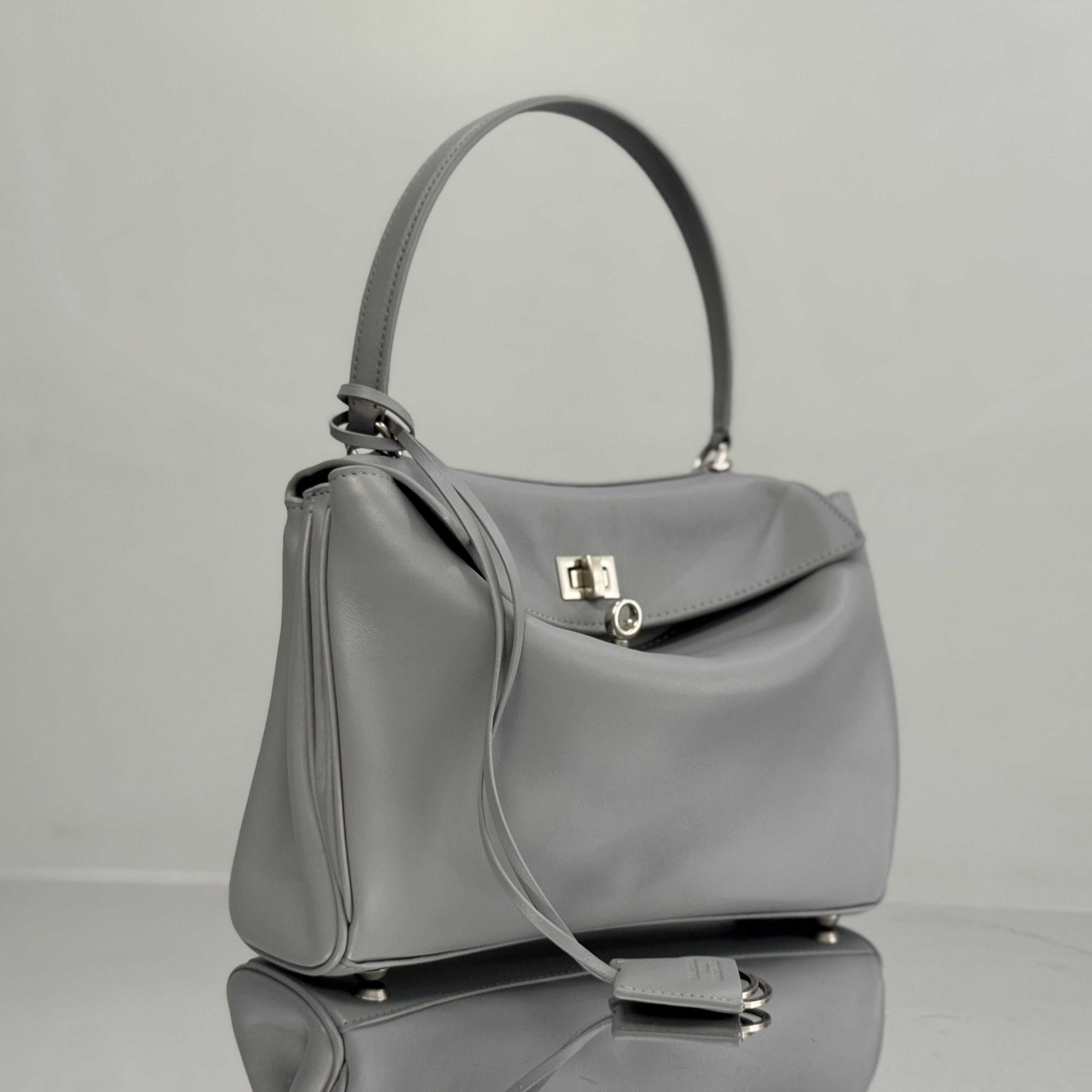 Balenciaga Small Bag 29 Gray Calfskin Sliver Hardware