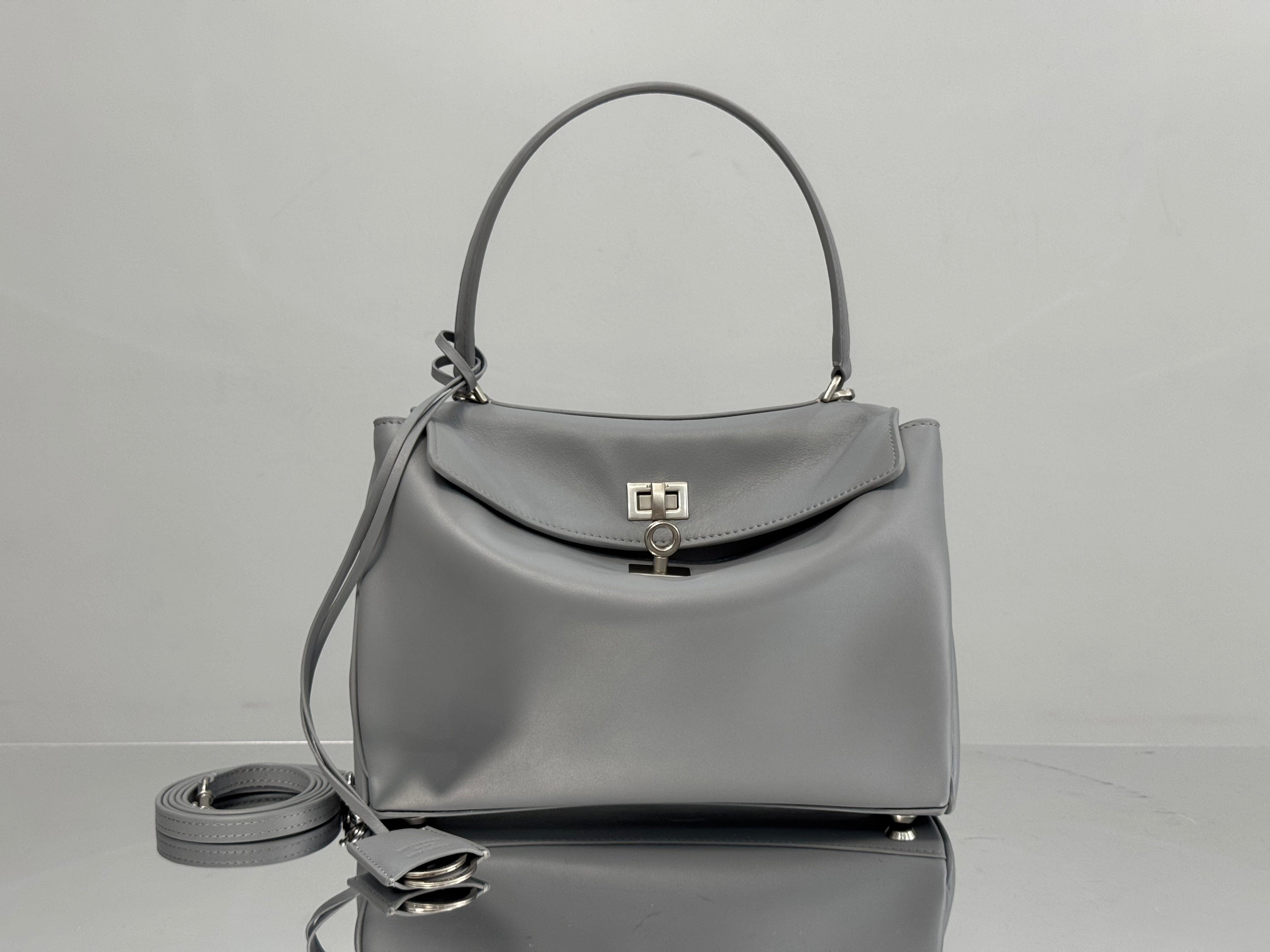 Balenciaga Small Bag 29 Gray Calfskin Sliver Hardware