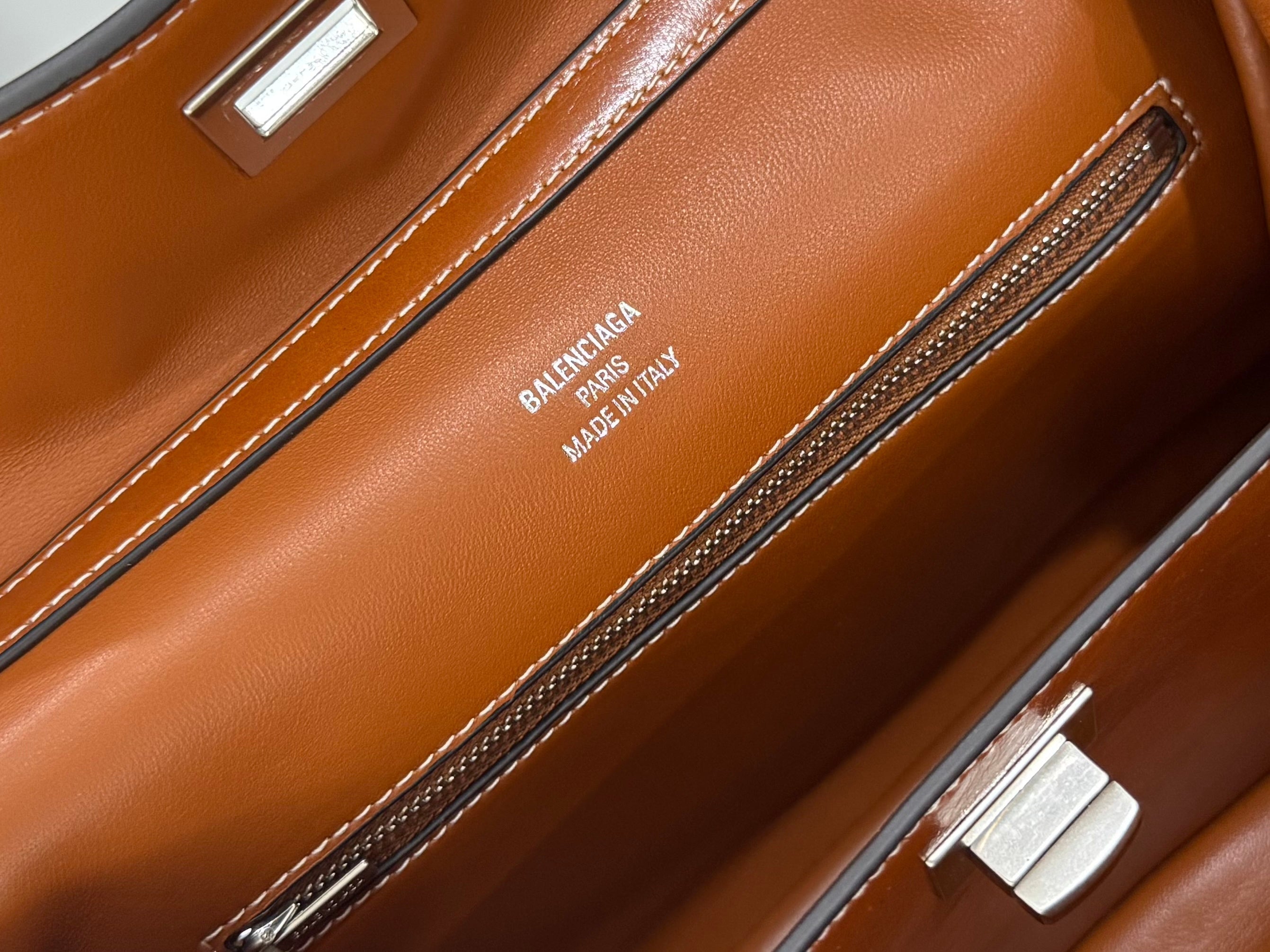 Balenciaga Large Bag 40 Camel Brown Cowhide Sliver Hardware