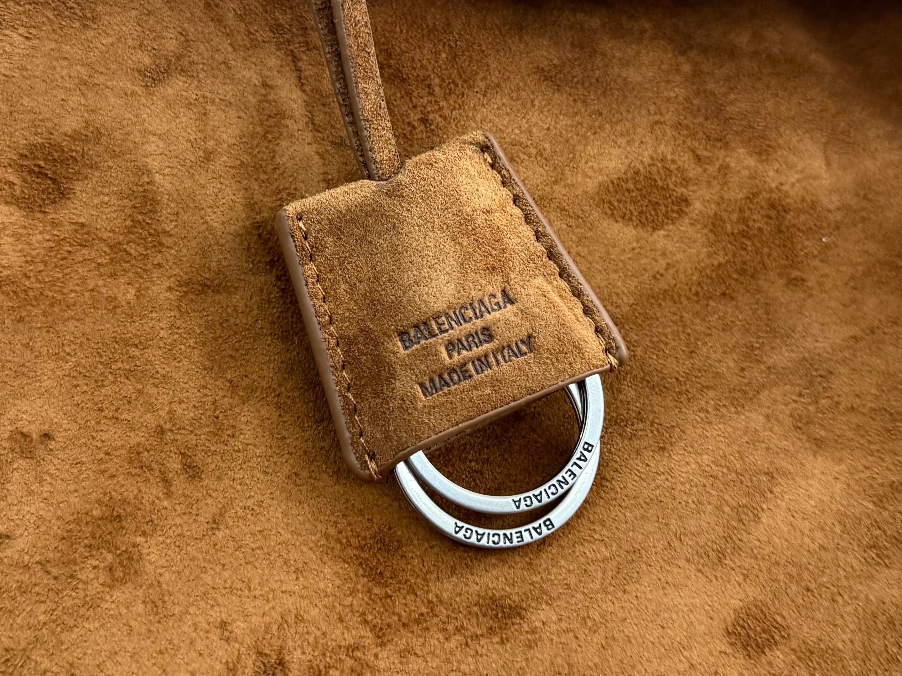 Balenciaga Small Bag 29 Camel Brown Suede Sliver Hardware