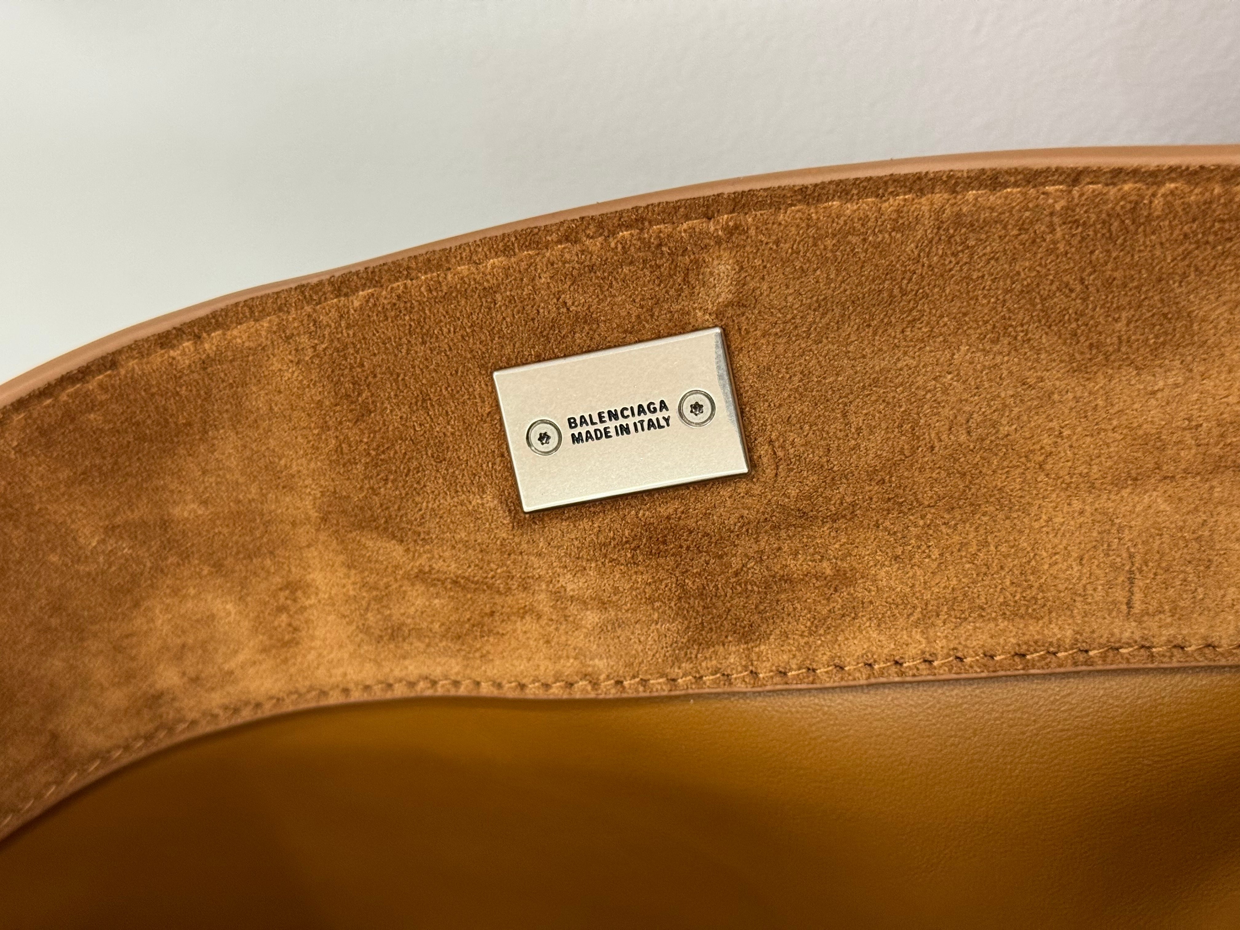 Balenciaga Small Bag 29 Camel Brown Suede Sliver Hardware