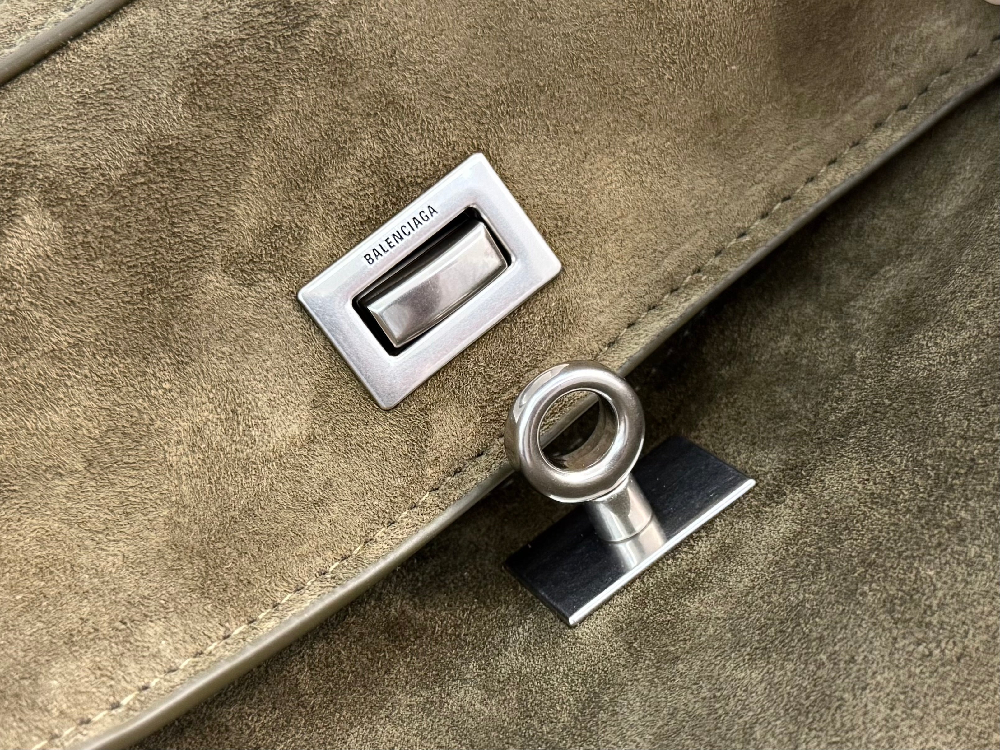 Balenciaga Mini Bag 22 Olive Green Suede Sliver Hardware