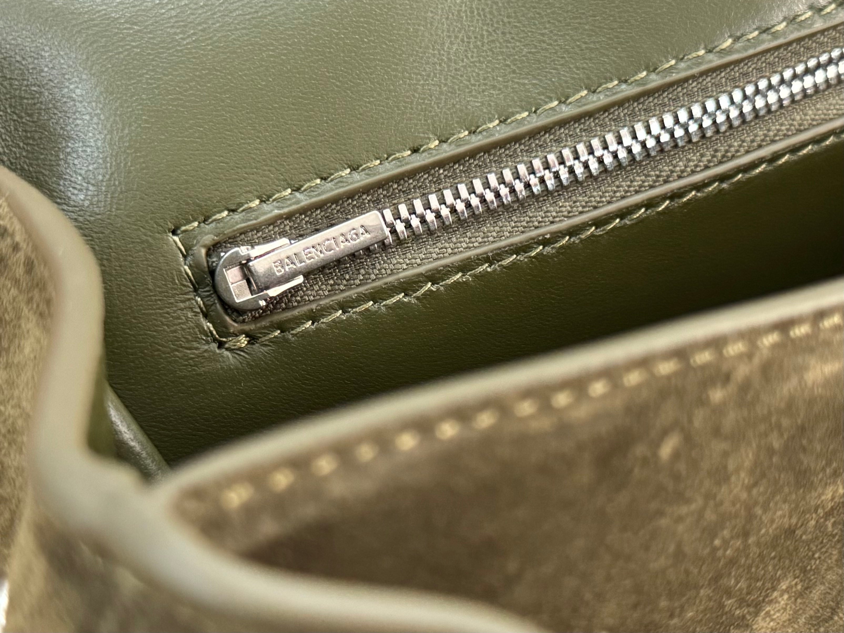 Balenciaga Small Bag 29 Olive Green Suede Sliver Hardware