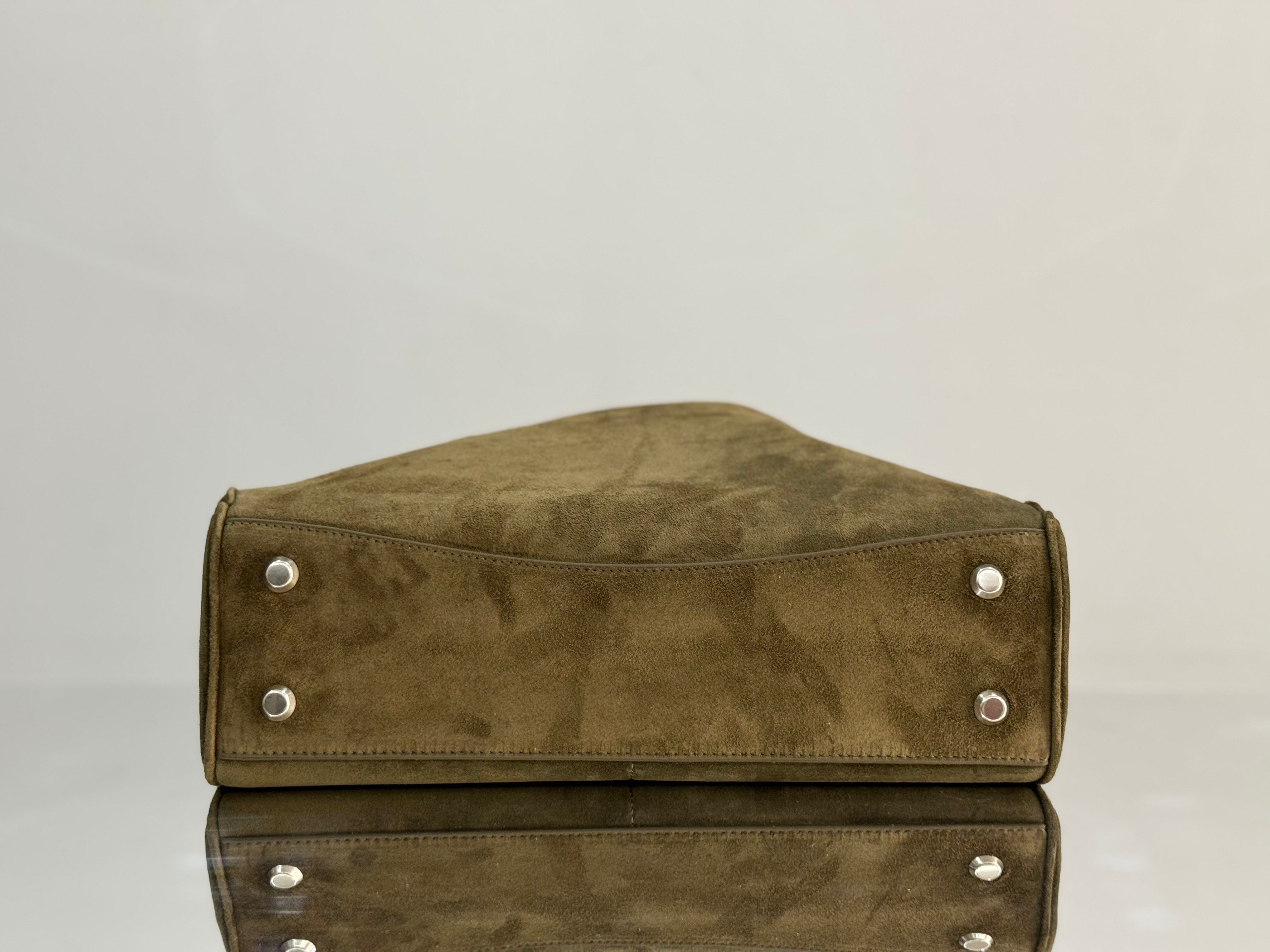 Balenciaga Medium Bag 35 Olive Green Suede Sliver Hardware