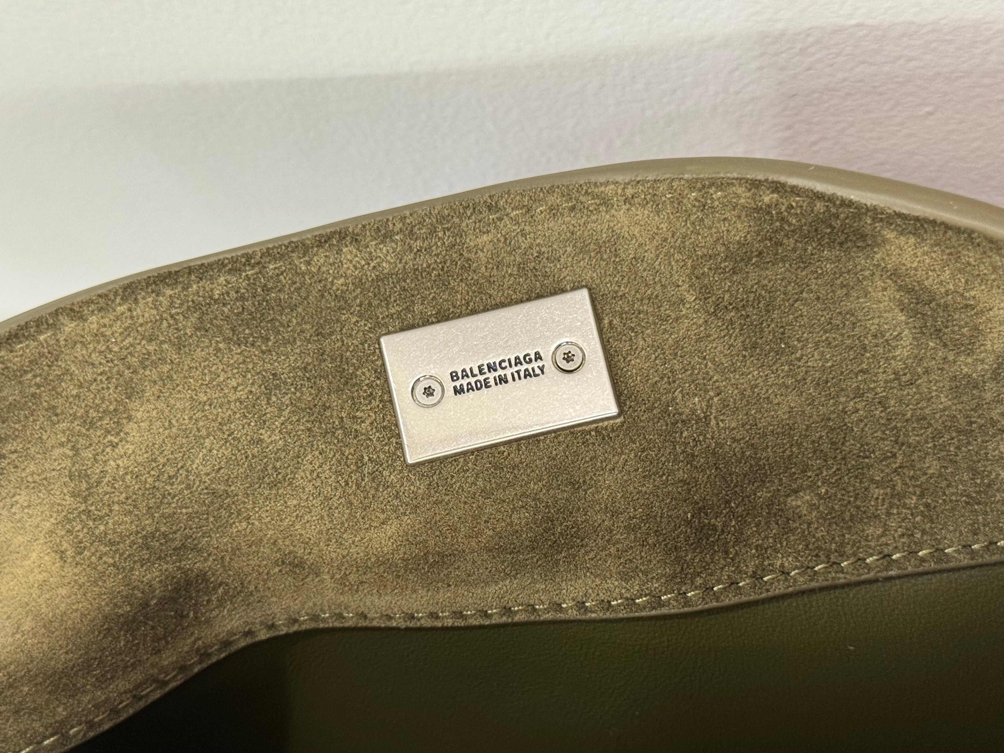Balenciaga Medium Bag 35 Olive Green Suede Sliver Hardware