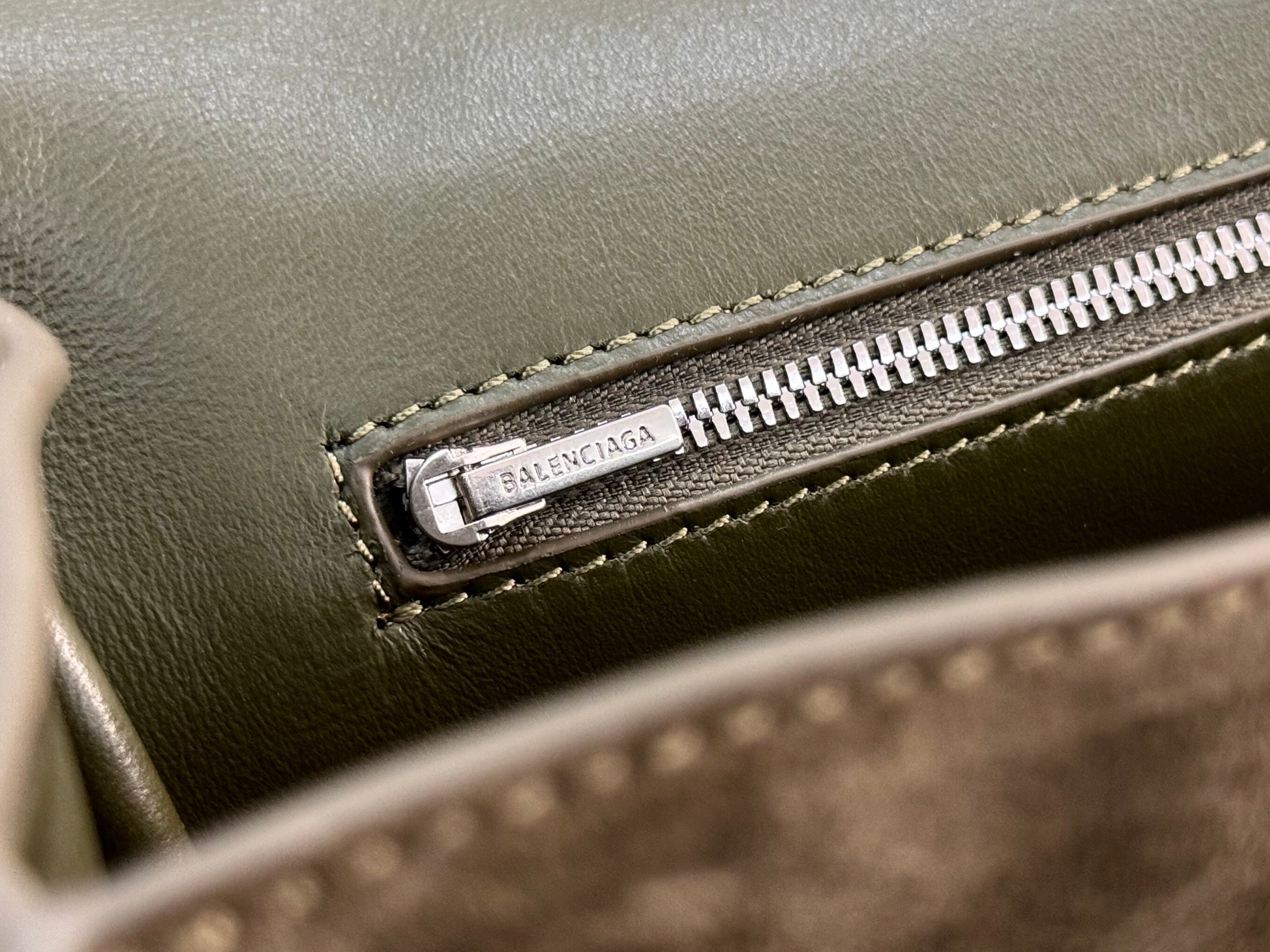 Balenciaga LargeBag 40 Olive Green Suede Sliver Hardware